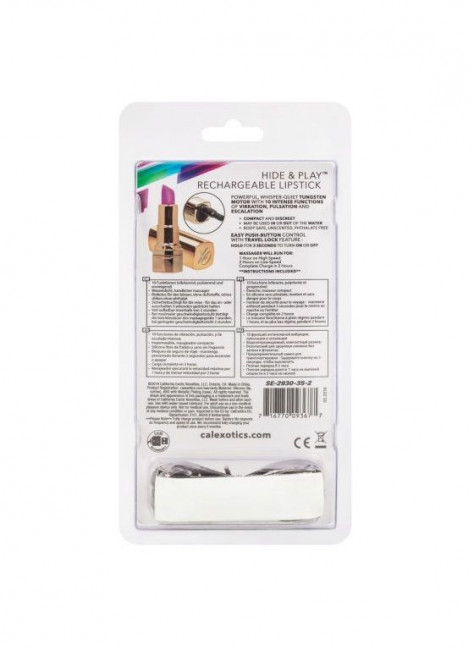 Золотистый вибратор-помада с пурпурным мягким кончиком Hide & Play Rechargeable Lipstick Золотистый вибратор-помада с пурпурным мягким кончиком Hide & Play Rechargeable Lipstick