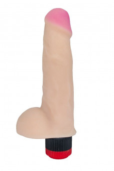 Реалистичный фаллоимитатор с вибрацией и мошонкой - 17 см.
