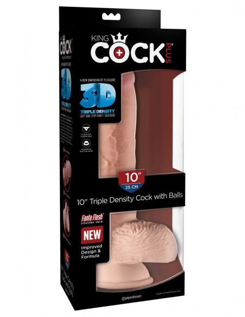 Телесный фаллоимитатор на присоске 10" Triple Density Cock with Balls - 26,7 см.