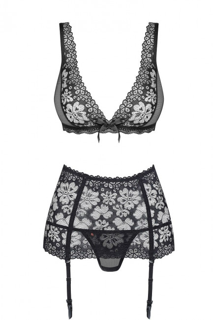 Чарующий кружевной комплект с высоким поясом для чулок Чарующий кружевной комплект с высоким поясом для чулок