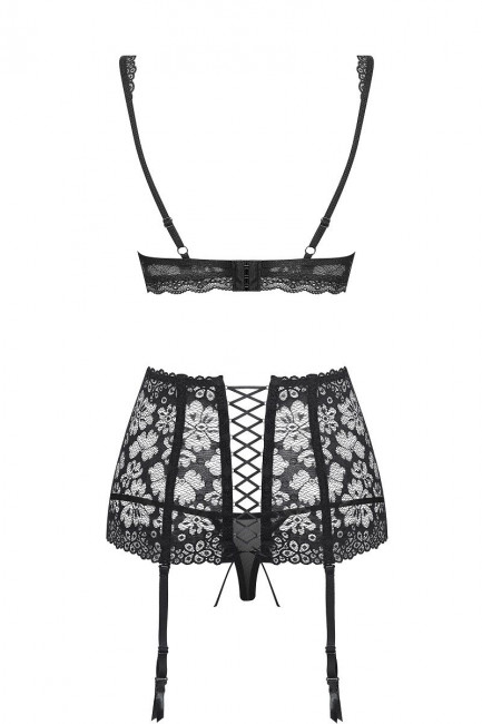 Чарующий кружевной комплект с высоким поясом для чулок Чарующий кружевной комплект с высоким поясом для чулок