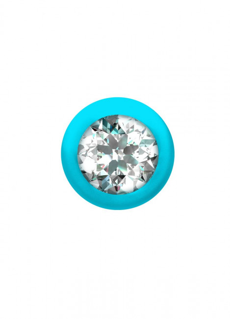 Бирюзовая анальная цепочка с кристаллом Buddy - 17,7 см.