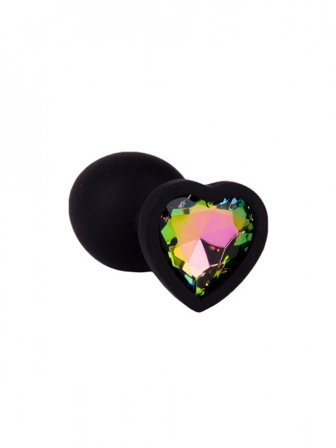 Черная силиконовая пробка с радужным кристаллом - 7,3 см.