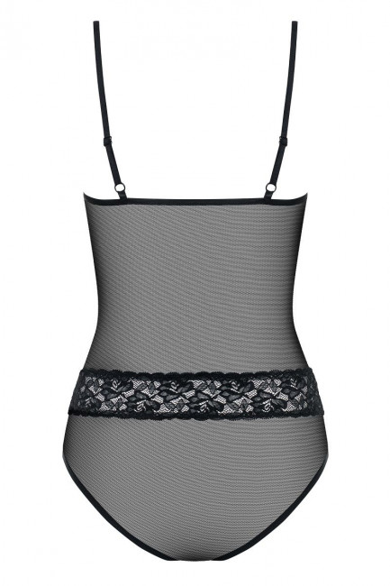 Прозрачное боди с бусинками на декольте Прозрачное боди с бусинками на декольте