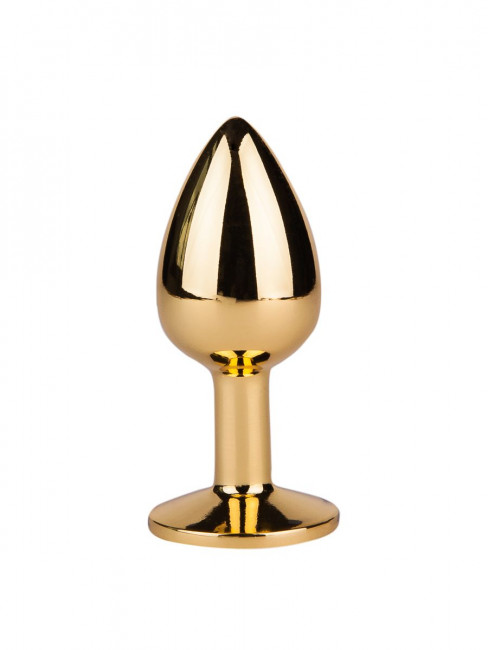 Золотистая анальная втулка с малиновым кристаллом - 7 см. Золотистая анальная втулка с малиновым кристаллом - 7 см.