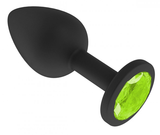 Чёрная анальная втулка с лаймовым кристаллом - 7,3 см. Чёрная анальная втулка с лаймовым кристаллом - 7,3 см.