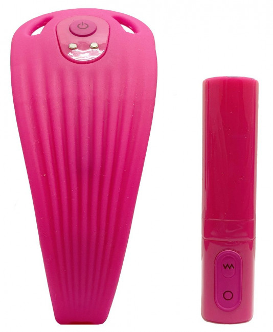 Ярко-розовый набор: вкладка в трусики и вибропомада Ярко-розовый набор: вкладка в трусики и вибропомада