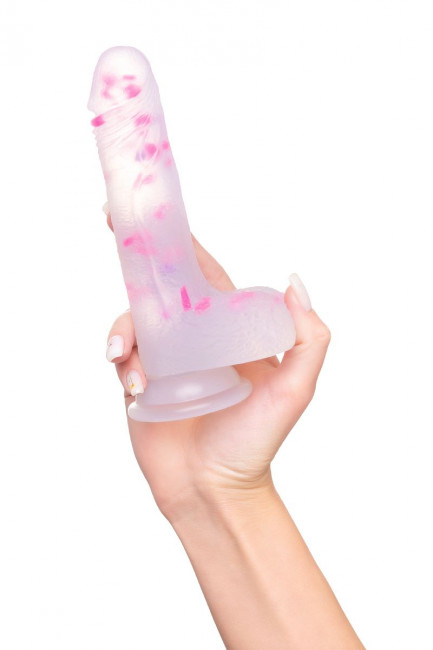 Прозрачный фаллоимитатор Crowley с цветными вкраплениями - 18 см. Прозрачный фаллоимитатор Crowley с цветными вкраплениями - 18 см.