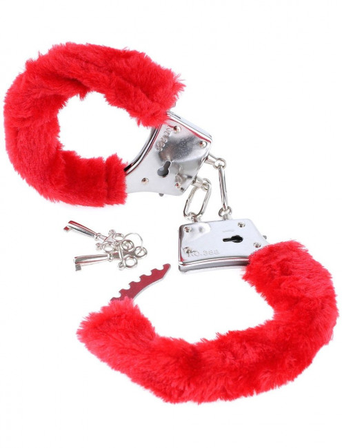 Наручники с красным мехом Beginners Furry Cuffs