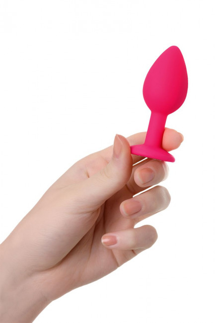 Розовый анальный страз с прозрачным кристаллом - 7,3 см. Розовый анальный страз с прозрачным кристаллом - 7,3 см.