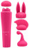 Розовый вибромассажер с 4 насадками Quadruple Sweet