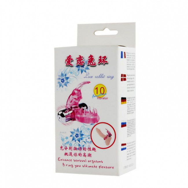 Эрекционное розовое виброкольцо с клиторальным зайчиком