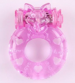 Розовое виброкольцо "Задорный кролик"