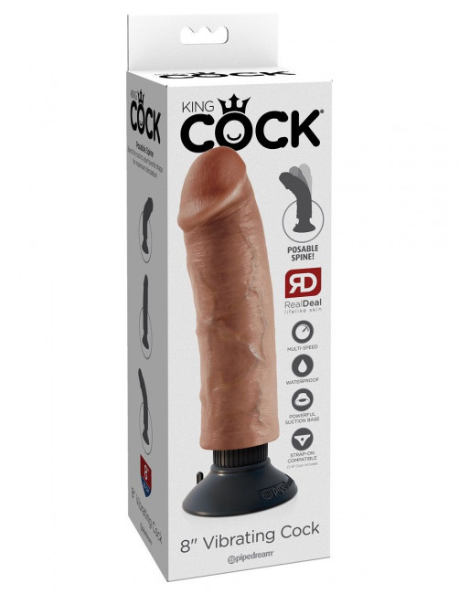 Кофейный вибратор со съемной присоской 8" Vibrating Cock - 21,6 см. Кофейный вибратор со съемной присоской 8" Vibrating Cock - 21,6 см.