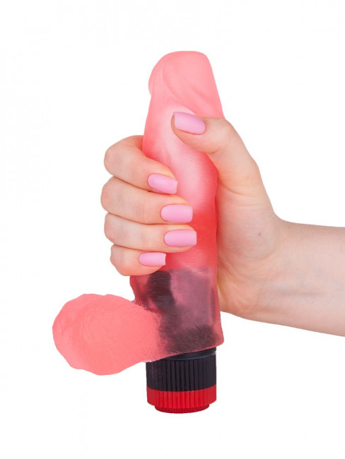 Нежно-розовый гелевый вибратор-фаллос - 16,5 см.