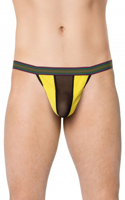 Яркие трусы-стринги с сетчатой вставкой по центру Яркие трусы-стринги с сетчатой вставкой по центру