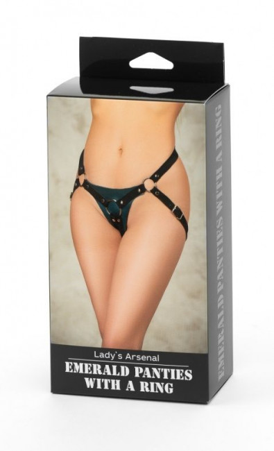Изумрудные трусики для страпона Ladys Arsenal с замшевыми ремешками Изумрудные трусики для страпона Ladys Arsenal с замшевыми ремешками