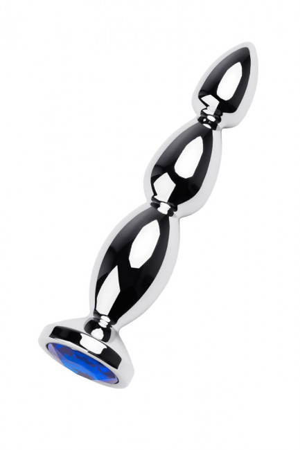 Серебристая анальная ёлочка с синим кристаллом - 14 см. Серебристая анальная ёлочка с синим кристаллом - 14 см.