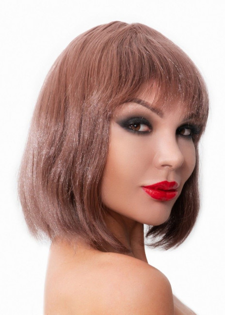 Коричневый парик-каре с челкой Коричневый парик-каре с челкой
