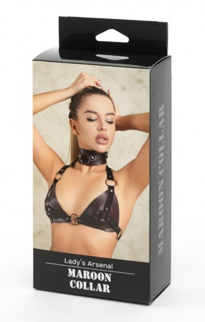 Бордовый широкий ошейник Ladys Arsenal с кольцом