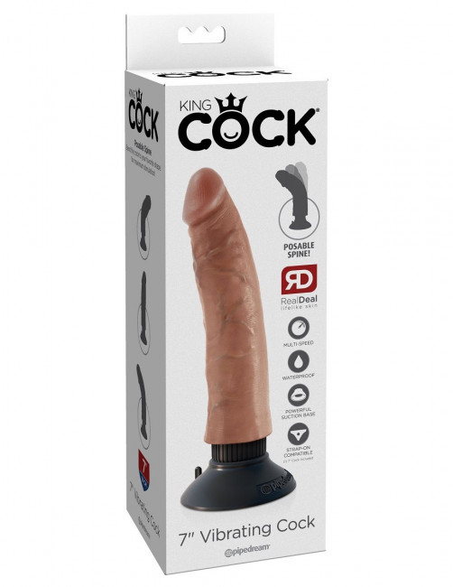 Кофейный вибратор со съемной присоской 7" Vibrating Cock - 20 см.