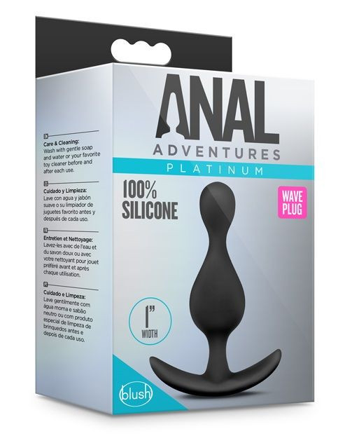 Черная анальная пробка Platinum Wave Plug - 11,4 см. Черная анальная пробка Platinum Wave Plug - 11,4 см.