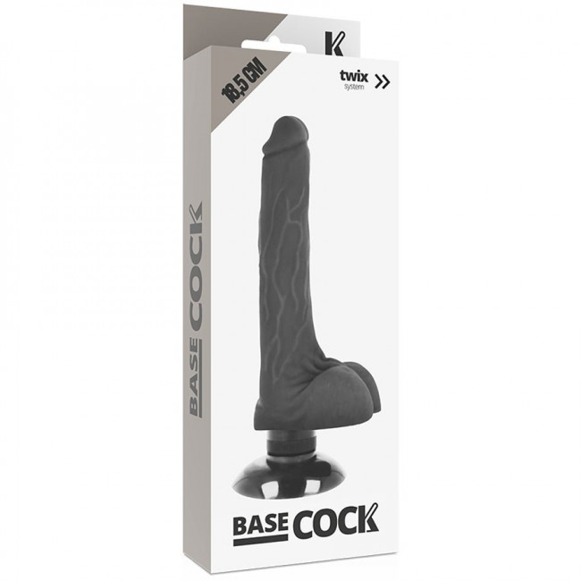 Черный вибратор на присоске Basecock Realistic Vibrator 2in1 - 18,5 см. Черный вибратор на присоске Basecock Realistic Vibrator 2in1 - 18,5 см.