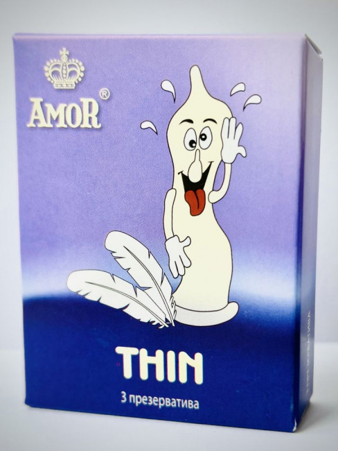 Супертонкие презервативы AMOR Thin "Яркая линия" - 3 шт.
