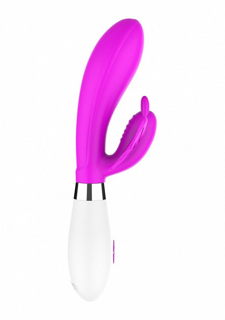 Ярко-розовый вибратор Alexios с клиторальной бабочкой - 21 см. Ярко-розовый вибратор Alexios с клиторальной бабочкой - 21 см.