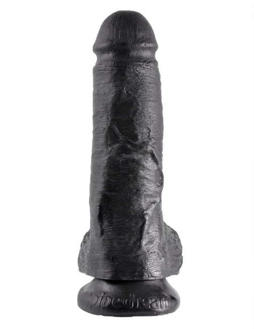 Чёрный фаллоимитатор 8" Cock with Balls - 21,3 см.