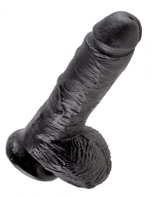 Чёрный фаллоимитатор 8" Cock with Balls - 21,3 см.