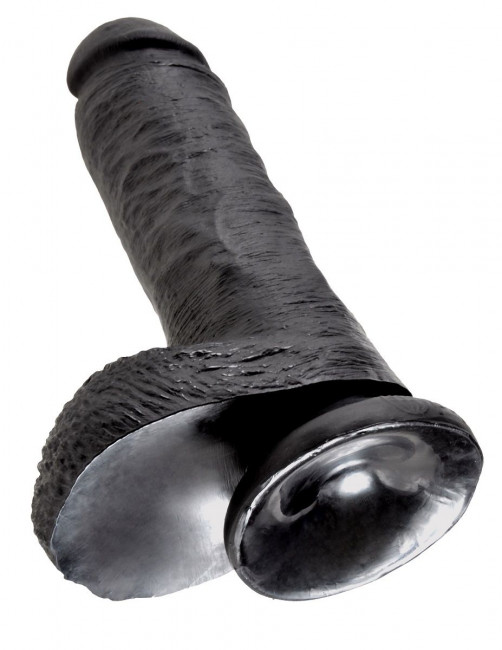 Чёрный фаллоимитатор 8" Cock with Balls - 21,3 см.
