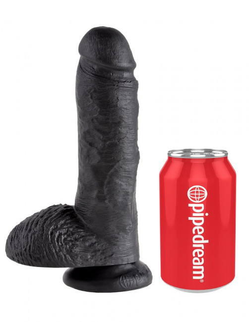 Чёрный фаллоимитатор 8" Cock with Balls - 21,3 см.