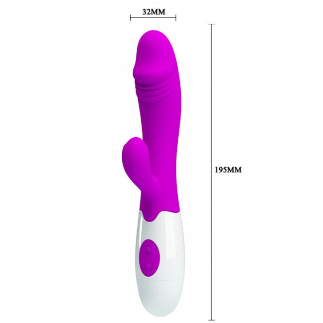 Лиловый вибратор Snappy с клиторальным отростком - 19,5 см. Лиловый вибратор Snappy с клиторальным отростком - 19,5 см.