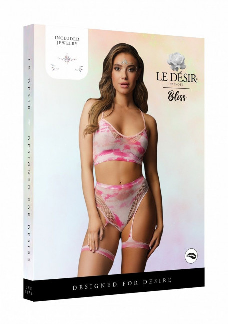 Эротический комплект с наклейкой на лицо Bra Set With Garters & Dazzling Sticker Эротический комплект с наклейкой на лицо Bra Set With Garters & Dazzling Sticker