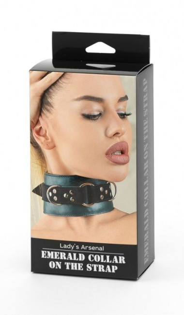 Изумрудный широкий ошейник Ladys Arsenal с замшевыми вставками