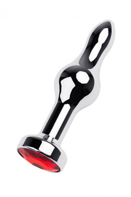 Серебристый анальный плаг с красным кристаллом - 10 см. Серебристый анальный плаг с красным кристаллом - 10 см.