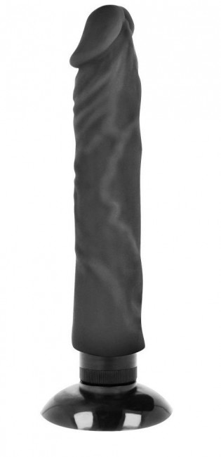Черный вибратор на присоске Basecock Realistic Vibrator 2in1 - 20 см. Черный вибратор на присоске Basecock Realistic Vibrator 2in1 - 20 см.