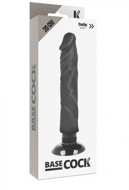 Черный вибратор на присоске Basecock Realistic Vibrator 2in1 - 20 см. Черный вибратор на присоске Basecock Realistic Vibrator 2in1 - 20 см.