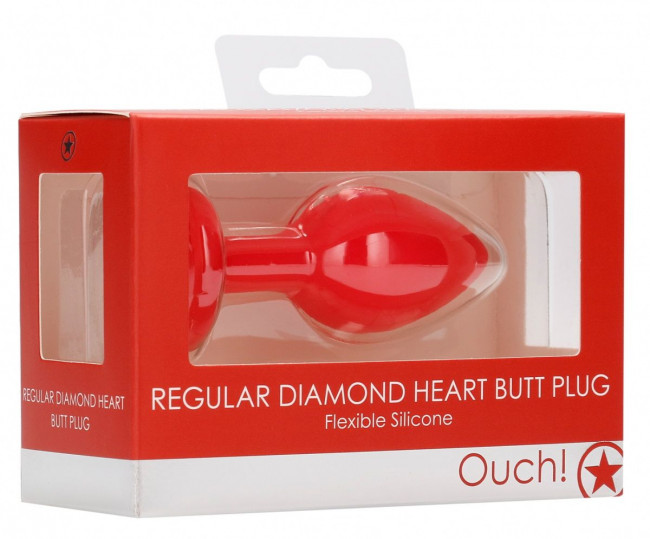 Красная анальная пробка с прозрачным стразом Diamond Heart Butt Plug - 7,3 см. Красная анальная пробка с прозрачным стразом Diamond Heart Butt Plug - 7,3 см.