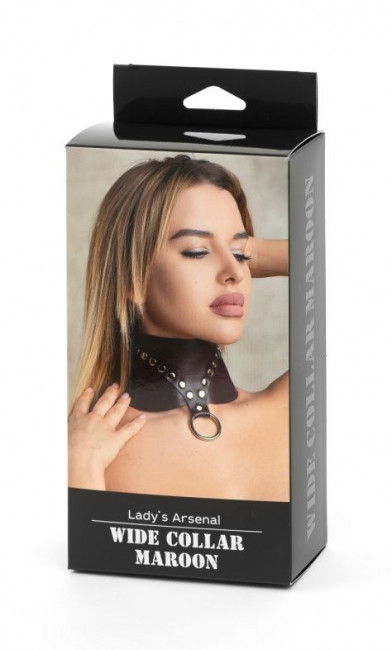 Бордовый широкий ошейник Ladys Arsenal с заклепками