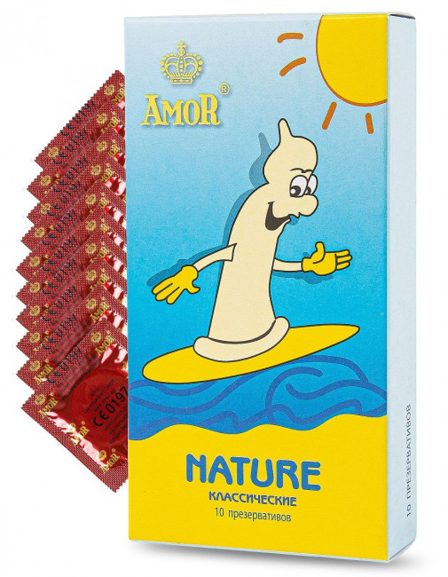 Классические презервативы AMOR Nature "Яркая линия" - 10 шт.