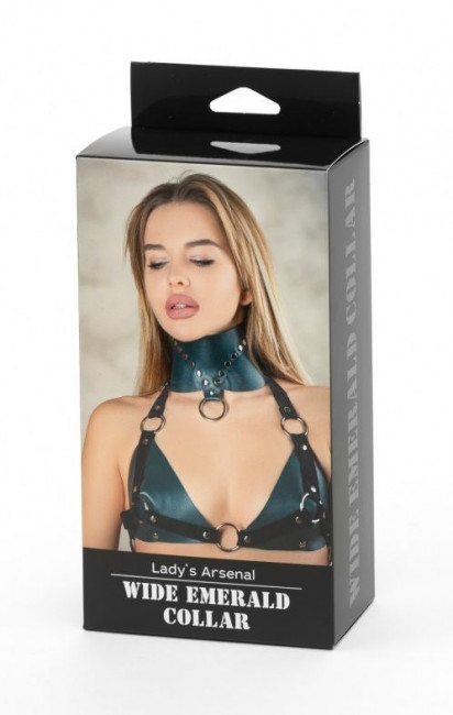 Изумрудный широкий ошейник Ladys Arsenal с заклепками