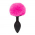 Черная анальная пробка с розовым хвостом Large Bunny Tail Butt Plug
