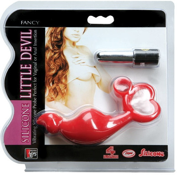 Красный силиконовый стимулятор с вибропулей на ручке Красный силиконовый стимулятор с вибропулей на ручке