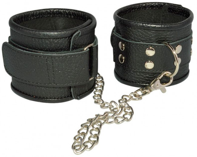 Кожаные черные оковы на липучках Кожаные черные оковы на липучках