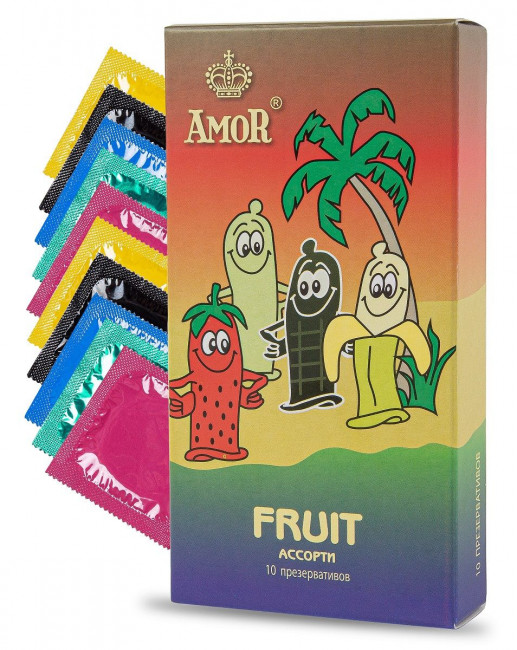 Ароматизированные презервативы AMOR Fruit "Яркая линия" - 10 шт.