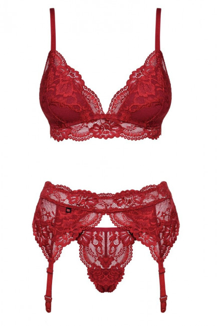 Чувственный кружевной комплект из 3 предметов Чувственный кружевной комплект из 3 предметов