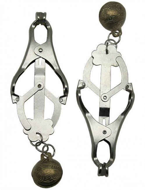 Серебристые зажимы для сосков со звенящими шариками Серебристые зажимы для сосков со звенящими шариками