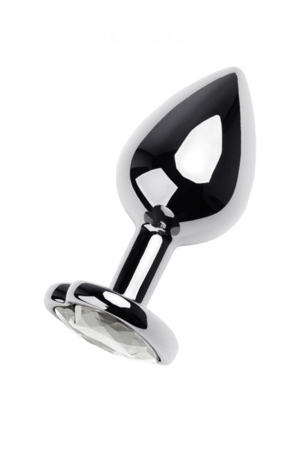 Серебристая анальная пробка с прозрачным кристаллом-сердцем - 8 см. Серебристая анальная пробка с прозрачным кристаллом-сердцем - 8 см.